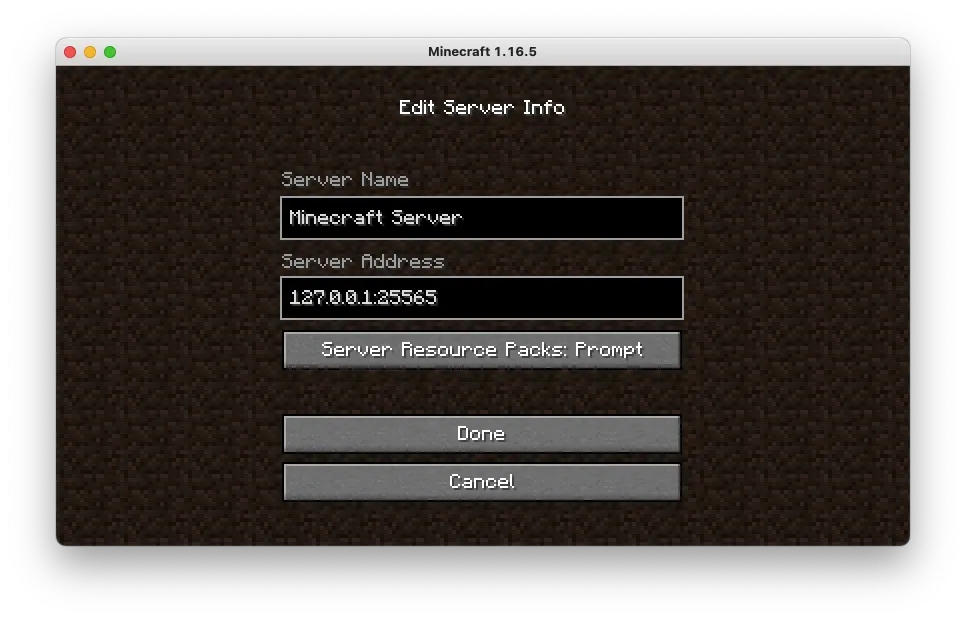 マイクラ上でサーバー情報を設定する